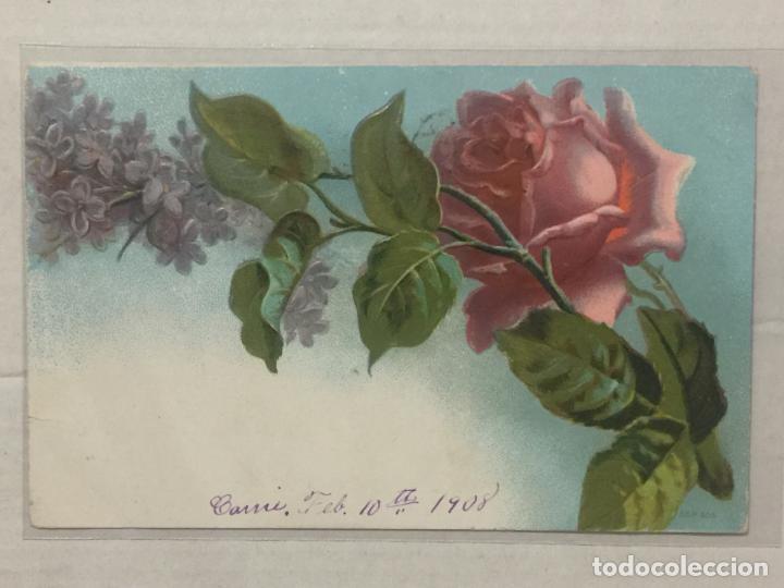 Postales: POSTAL TROQUELADA FLORES. CIRCULADA 1908. - Foto 1
