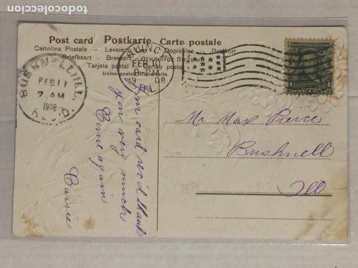 Postales: POSTAL TROQUELADA FLORES. CIRCULADA 1908. - Foto 2