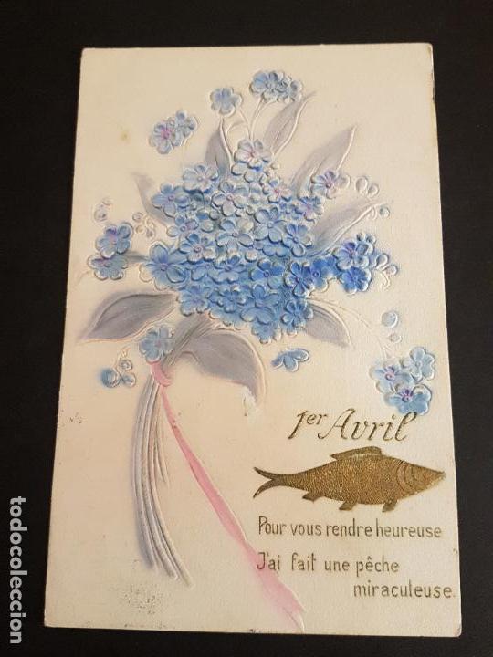 Postales: POSTAL EN RELIEVE FLORES - Foto 1