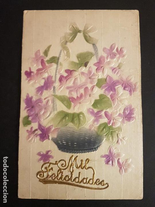 Postales: POSTAL EN RELIEVE FLORES - Foto 1
