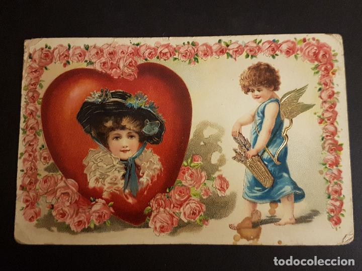 Postales: CUPIDO Y MUJER POSTAL - Foto 1