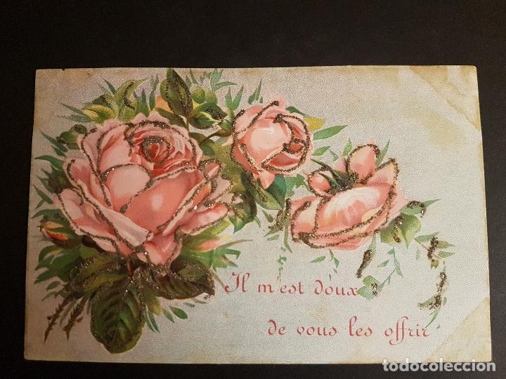 Postales: POSTAL EN RELIEVE FLORES - Foto 1