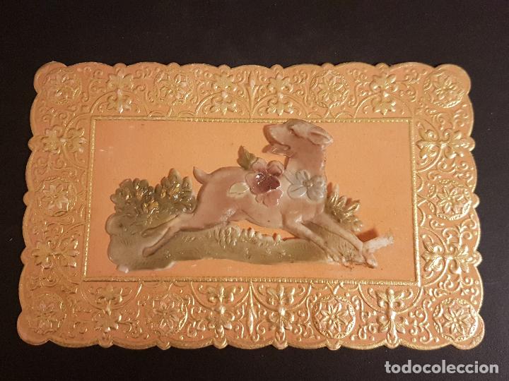 Postales: POSTAL EN RELIEVE CON APLIQUE DE CELULOIDE PERRO - Foto 1