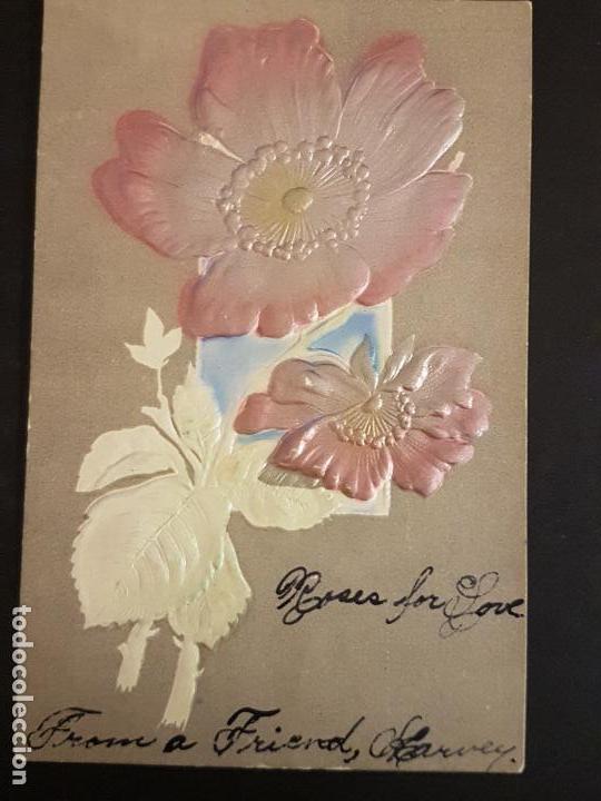 Postales: POSTAL EN RELIEVE FLORES - Foto 1