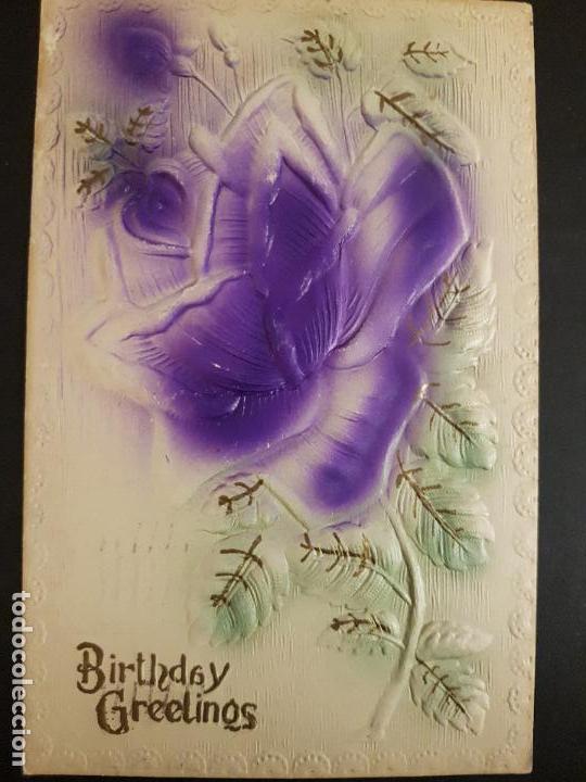 Postales: POSTAL EN RELIEVE FLORES - Foto 1