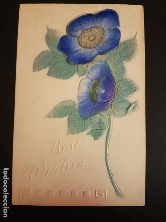 Postales: POSTAL EN RELIEVE FLORES - Foto 1