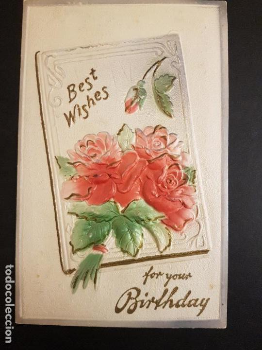 Postales: POSTAL EN RELIEVE FLORES - Foto 1