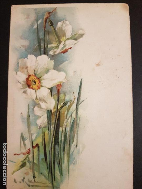 Postales: POSTAL EN RELIEVE FLORES - Foto 1
