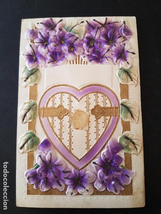 Postales: POSTAL EN RELIEVE FLORES - Foto 1