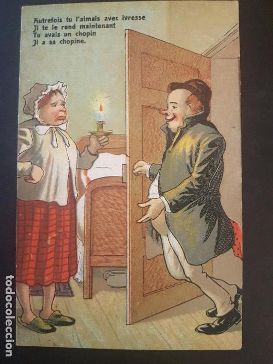 Postales: POSTAL C&Oacute;MICA ILUSTRADA  MARIDO BORRACHO - Foto 1