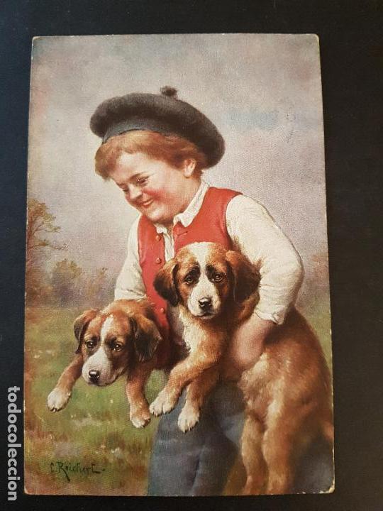 Postales: POSTAL NI&Ntilde;O CON PERROS - Foto 1