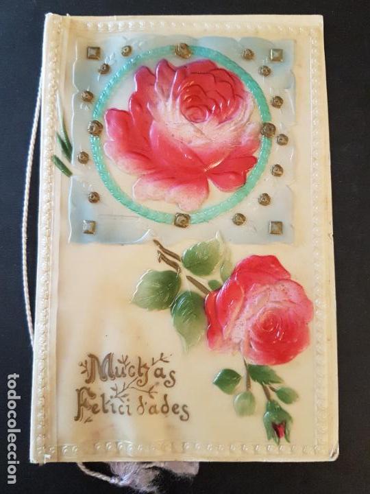 Postales: POSTAL RELIEVE FLORES CELULOIDE - Foto 1