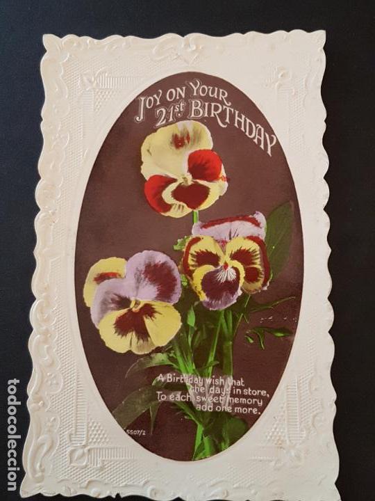 Postales: POSTAL EN RELIEVE FLORES - Foto 1