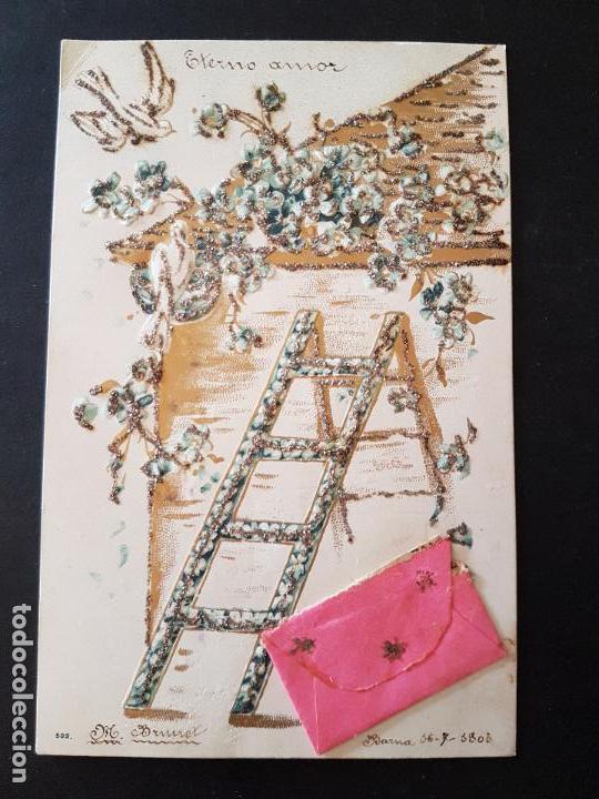 Postales: POSTAL EN RELIEVE FLORES - Foto 1