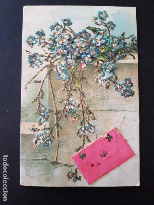 Postales: POSTAL EN RELIEVE FLORES - Foto 1