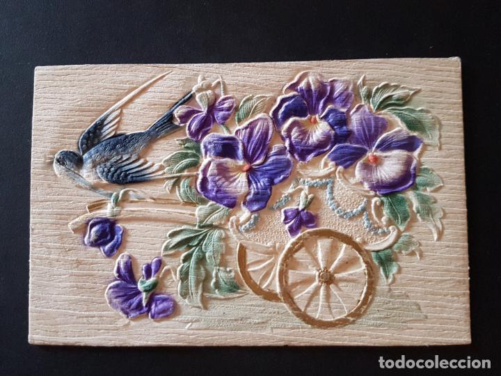 Postales: POSTAL EN RELIEVE FLORES - Foto 1