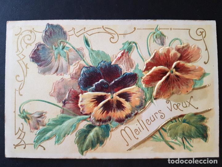 Postales: POSTAL EN RELIEVE FLORES - Foto 1