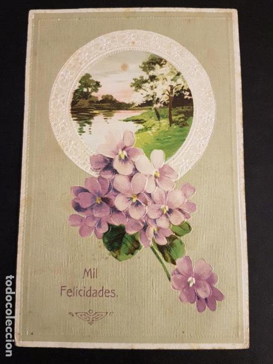 Postales: POSTAL EN RELIEVE FLORES - Foto 1