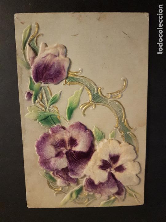 Postales: POSTAL EN RELIEVE FLORES - Foto 1