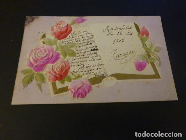 Postales: LIBRO CON ROSAS EN RELIEVE POSTAL - Foto 1