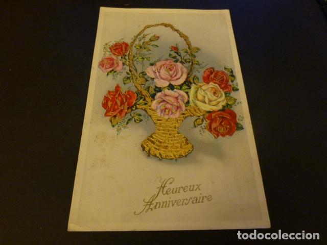 Postales: CESTA CON FLORES POSTAL - Foto 1