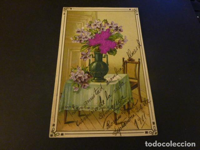 Postales: FLORES EN RELIEVE POSTAL - Foto 1
