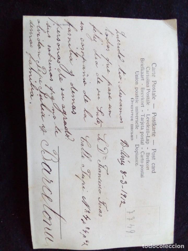 Postales: Antigua postal con tela e hilo escrita - Foto 2