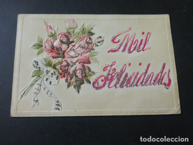 Postales: RAMO DE FLORES POSTAL EN RELIEVE - Foto 1