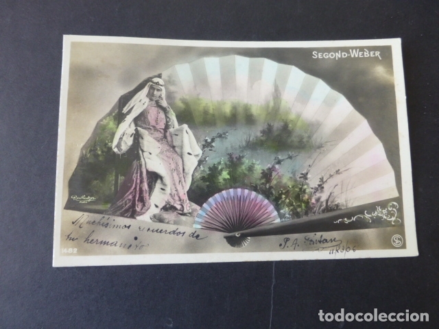 Postales: ABANICO CON EL ACTOR SECOND WEBER POSTAL 1906 - Foto 1