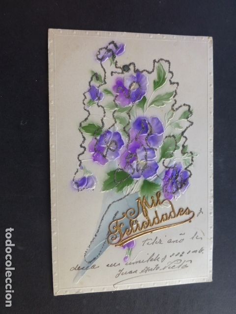 Postales: POSTAL FLORES EN RELIEVE - Foto 1