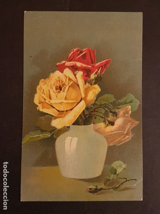Postales: JARRON CON ROSAS POSTAL - Foto 1