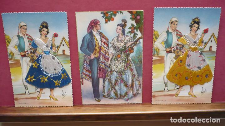 Postales: Lote de 3 Postales Falleras Bordadas. - Foto 6