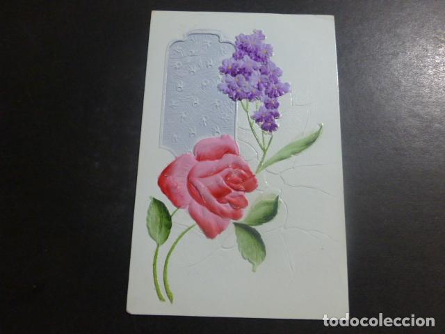Postales: FLORES EN RELIEVE POSTAL - Foto 1