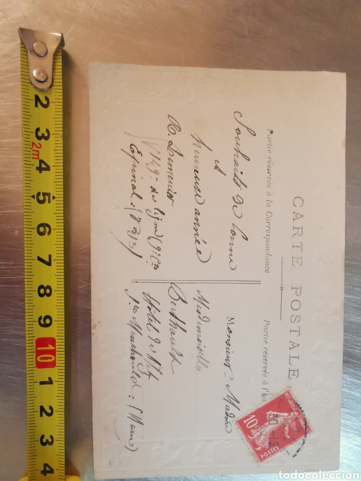 Postales: Bonita Postal de 1908 con cromo jarr&oacute;n. - Foto 4
