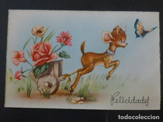 Postales: CIERVO CON CARRO POSTAL ILUSTRADA - Foto 1