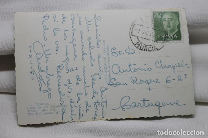 Postales: POSTAL LORCA CASA DE LAS COLUMNAS 1960 - Foto 2