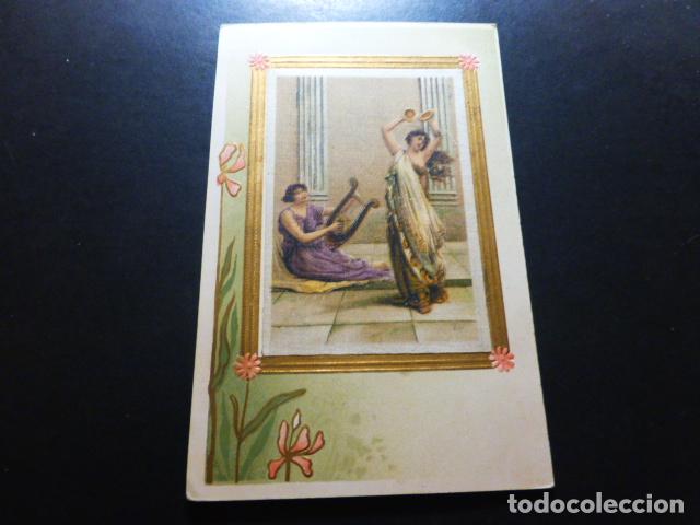 Postales: MUJER TOCANDO HARPA Y ODALISCA POSTAL - Foto 1