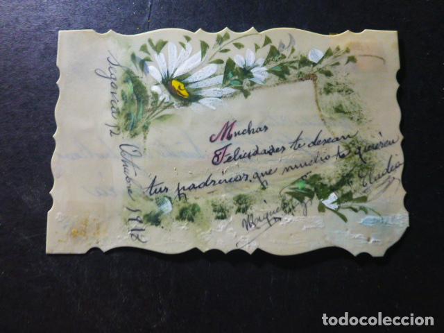 Postales: FLORES POSTAL PINTADA EN CELULOIDE - Foto 1