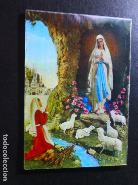 Postales: VIRGEN DE LOURDES POSTAL EN 3 DIMENSIONES 3D - Foto 1