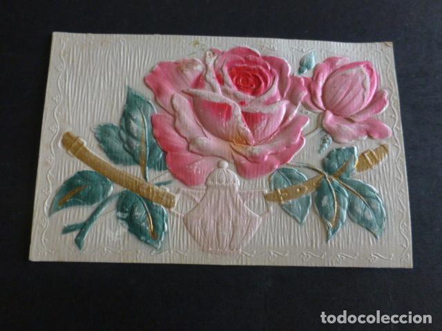 Postales: FLORES EN RELIEVE POSTAL - Foto 1