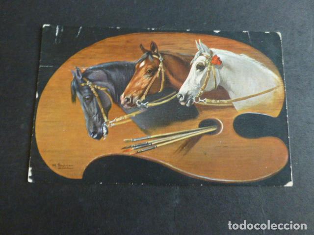 Postales: TABLA PINTOR CON CABALLOS POSTAL - Foto 1