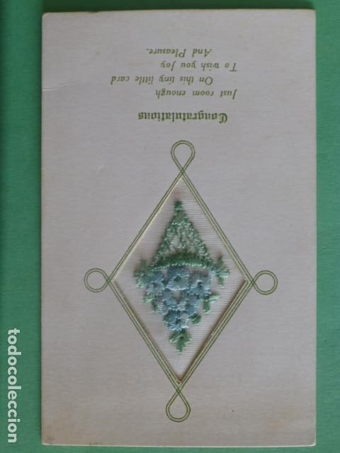 Postales: FLORES POSTAL BORDADA - Foto 1