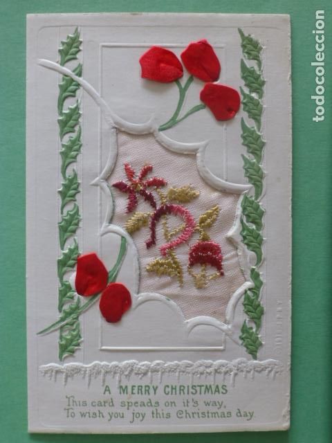 Postales: FLORES POSTAL BORDADA - Foto 1