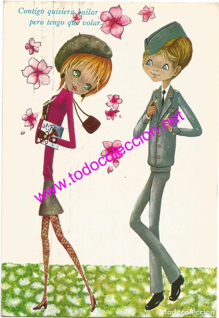 Cartes Postales: POSTAL ESPECIAL: SOLDADO DE AVIACI&Oacute;N Y CHICA ENAMORADA (POSTAL DE 1970)