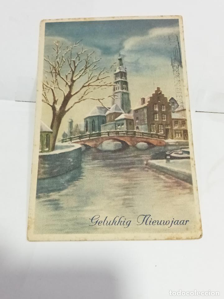 Postales: TARJETA POSTAL. PAISAJE NEVADO DE EDIFICIOS JUNTO A PUNTE Y R&Iacute;O. - Foto 1