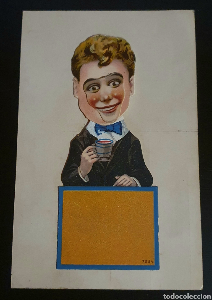 Postales: POSTAL TROQUELADA: TOMANDO CAF&Eacute;. circulada en 1926 - Foto 1