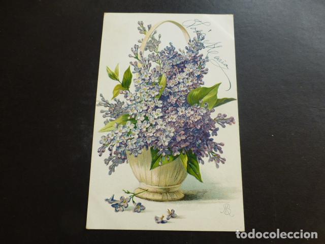 Postales: CESTA DE FLORES POSTAL EN RELIEVE - Foto 1