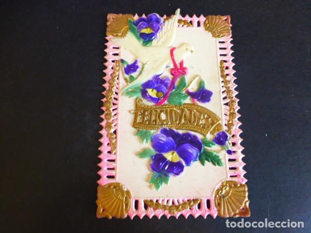 Postales: PALOMA Y FLORES EN CELULOIDE APLICADAS POSTAL - Foto 1