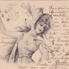Postales: POSTAL ROMANTICA ILUSTRADA,MUJER. CIRCULADA EN 1903. VER REVERSO SIN DIVIDIR. Lote 400953354