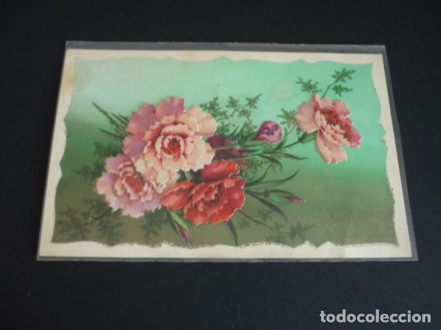Postales: FLORES EN RELIEVE POSTAL - Foto 1